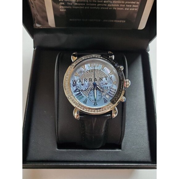 JBW Victory Blue Mother of Pearl Chronograph Dial Diamond Ladies Watch New - Picture 5 of 12
